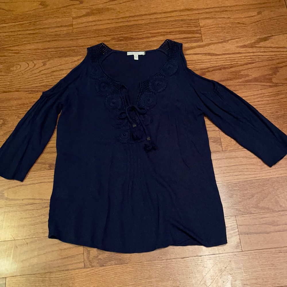 Pale Sky Cold Shoulder Blouse